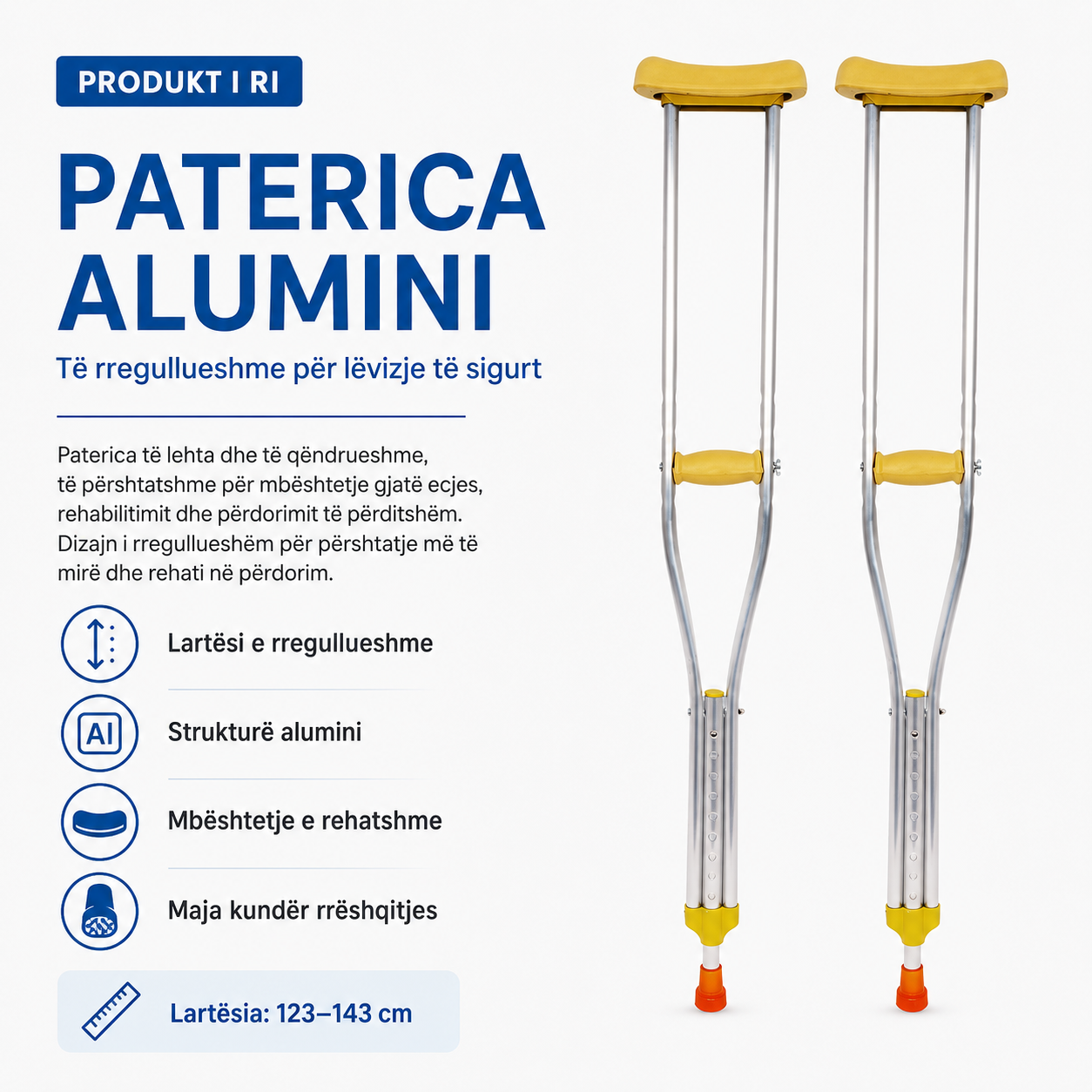 Paterica Alumini të Rregullueshme për Ecje
