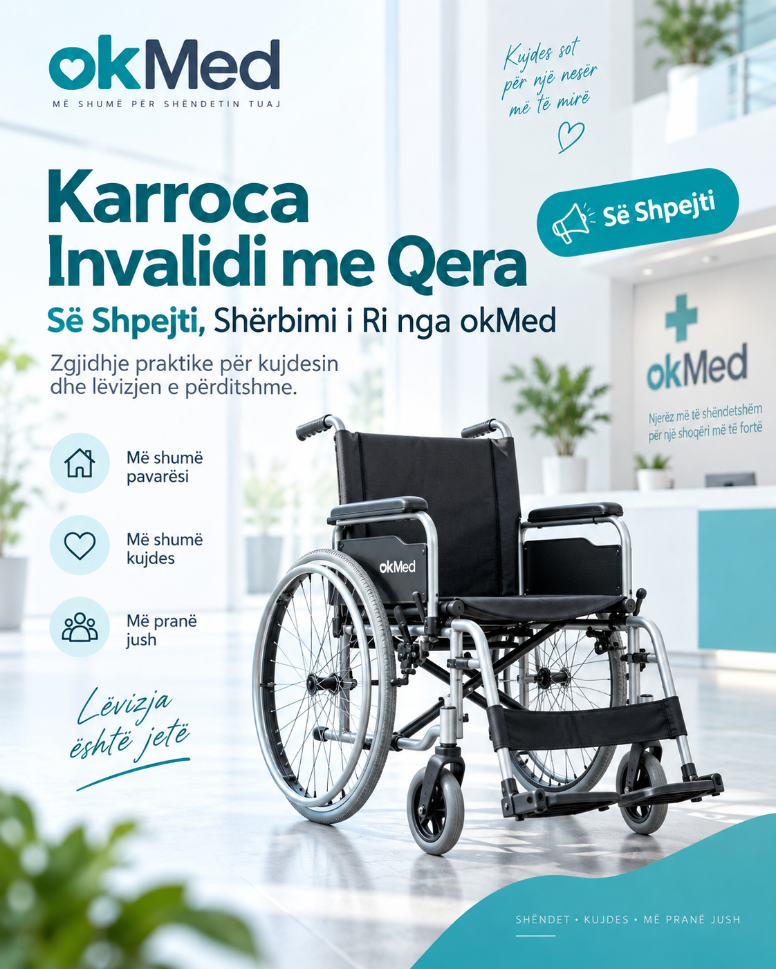 Karroca Invalidi me Qera: Së Shpejti, Shërbimi i Ri nga okMed